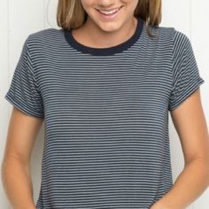 Brandy Melville blue and white stripe tee